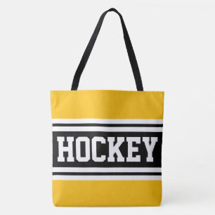HOCKEY Bright Yellow Schwarz-weiß Racing Streifen Tasche