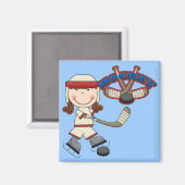 HOCKEY - Brünette Girl Tshirts und Geschenke Magnet (Vorderseite/Rückseite)