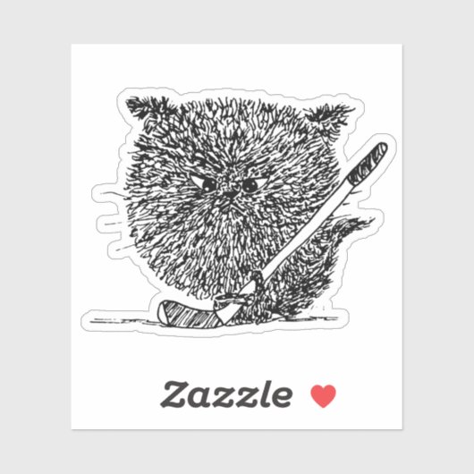 Hockey Cat Sticker (Blatt)