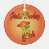Hockey-Chick #5 Ornament Aus Glas (Vorderseite)
