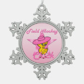 Hockey-Chick #8 Schneeflocken Zinn-Ornament (Vorderseite)