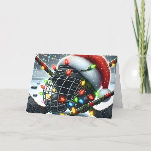 Hockey Christmas Feiertagskarte (Vorderseite)