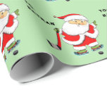 Hockey Christmas Geschenkpapier<br><div class="desc">Creative Eishockey-Urlaubserlebnispackung mit Santa Skater Skaten. So personalisieren Sie Text bearbeiten,  um Namen hinzuzufügen.</div>