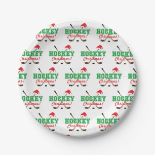 Hockey Christmas Hockey Sticks Weihnachtsmannmütz Pappteller