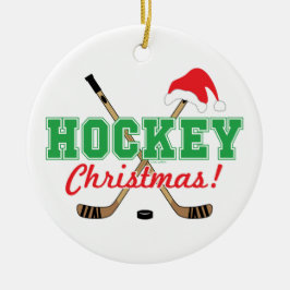 Hockey Christmas Hockey Sticks Weihnachtsmannmütze Keramik Ornament