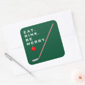 Hockey Christmas Holiday Square Sticker (Umschlag)