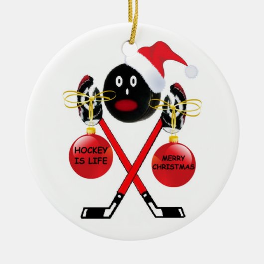 Hockey Christmas Keramikornament (Vorne)