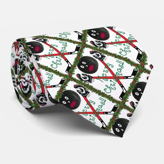 Hockey Christmas Krawatte (Gerollt)