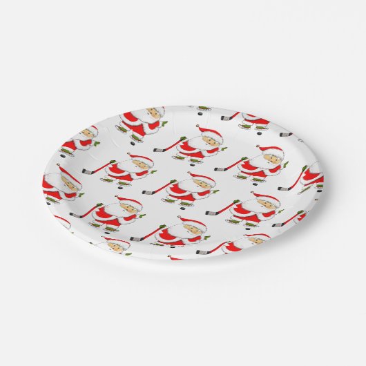 Hockey Christmas Pappteller (Schrägansicht)