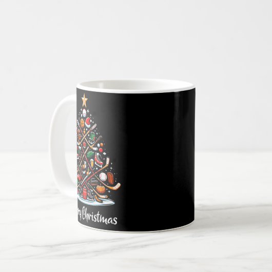 Hockey Christmas Tree Lights Funny Hockey Player X Kaffeetasse (Vorderseite Links)