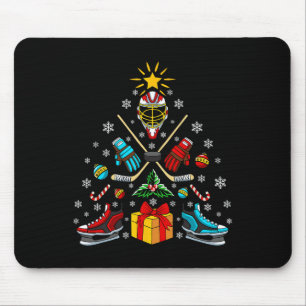Hockey Christmas Tree Pajama Sport X-Mas Holiday D Mousepad