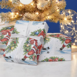 Hockey Christmas with Santa Claus Geschenkpapier