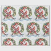 Hockey Christmas with Santa Claus Geschenkpapier (Flach)