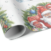Hockey Christmas with Santa Claus Geschenkpapier (Rolleneckpunkt)