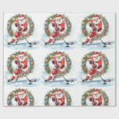 Hockey Christmas with Santa Claus Geschenkpapier (Flach)