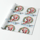 Hockey Christmas with Santa Claus Geschenkpapier (Ungerollt)
