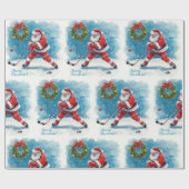Hockey Christmas with Santa Claus Geschenkpapier (Flach)