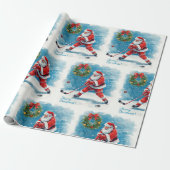  Hockey Christmas with Santa Claus Geschenkpapier (Ungerollt)