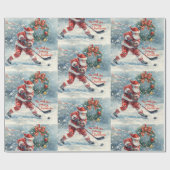  Hockey Christmas with Santa Claus Geschenkpapier (Flach)