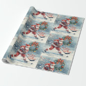 Hockey Christmas with Santa Claus Geschenkpapier (Ungerollt)