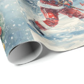  Hockey Christmas with Santa Claus Geschenkpapier (Rolleneckpunkt)