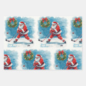 Hockey Christmas with Santa Claus Geschenkpapier Set (Vorderseite 3)