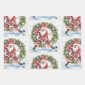Hockey Christmas with Santa Claus Geschenkpapier Set (Vorderseite)