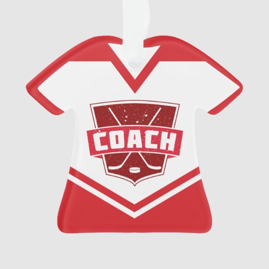 Hockey Coach, individualisierbarer Name & Nummer J Ornament (Vorderseite)