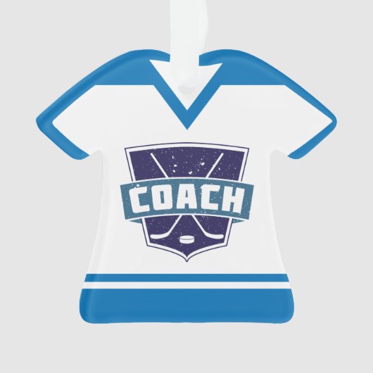 Hockey Coach Name & Number Jersey Ornament (Vorderseite)