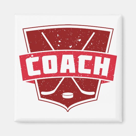 Hockey Coach Retro Style Shield Magnet (Vorne)