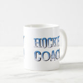 Hockey Coach Rough Blue Text Kaffeetasse (VorderseiteRechts)