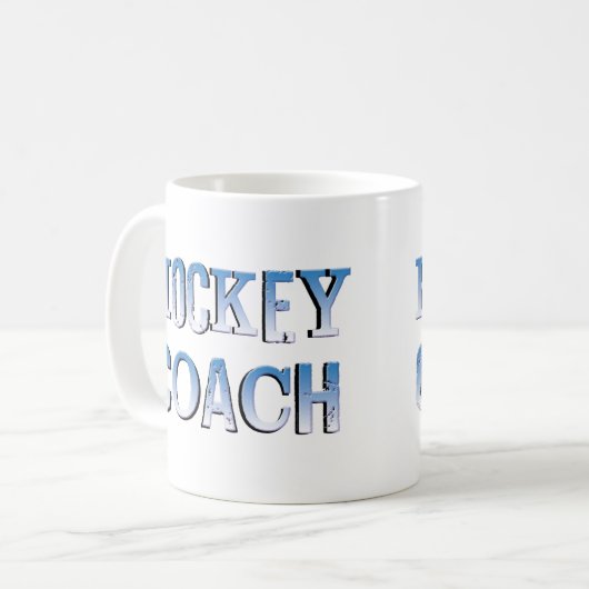 Hockey Coach Rough Blue Text Kaffeetasse (Vorderseite Links)