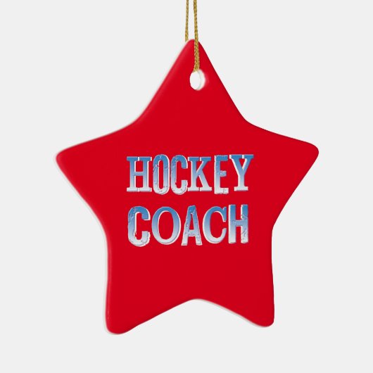 Hockey Coach Rough Blue Text Keramik Ornament (Rechts)