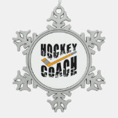 Hockey Coach Stick Schneeflocken Zinn-Ornament (Vorderseite)