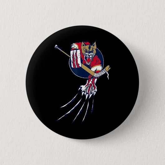 Hockey Cougar Lion Cat Ice Jungle Beast Goalie Log Button (Vorderseite)