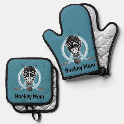 Hockey-Design Ofenhandschuh & Topflappen-Set (Vorderseite/Rückseite)