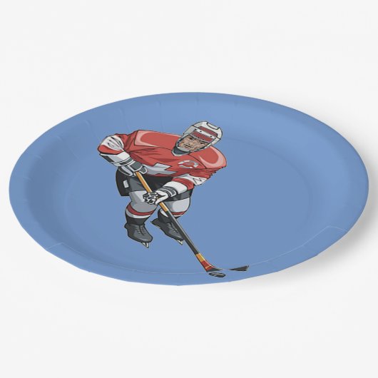 Hockey Design Paper Party Plate Pappteller (Schrägansicht)