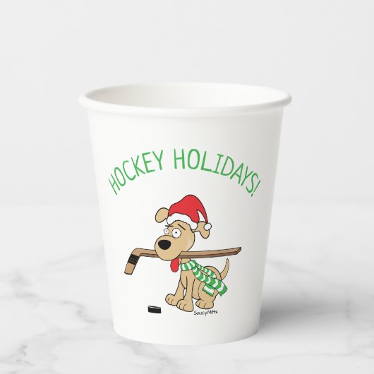 Hockey Dog Weihnachten Pappbecher (Vorderseite)