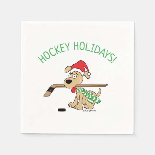 Hockey Dog Weihnachten Serviette (Vorderseite)