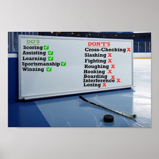 Hockey Do's and Don'ts Whiteboard Poster (Vorne)