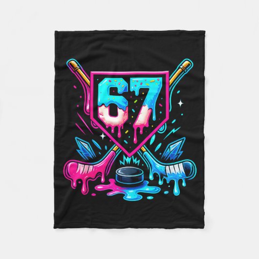 Hockey Drip 6 7 Number 67 Six Seven Meme Men Boys  Fleecedecke (Vorderseite)
