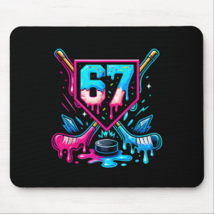 Hockey Drip 6 7 Nummer 67 Sechs Sieben Meme Männer Mousepad