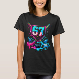 Hockey Drip 6 7 Nummer 67 Sechs Sieben Meme Männer T-Shirt