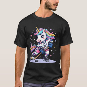 Hockey Einhorn Eishockey Süß Lustige Mädchen Winte T-Shirt