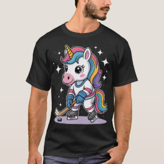 Hockey Einhorn Eishockey Süß Lustige Mädchen Winte T-Shirt