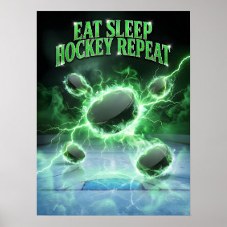 Hockey-Eis-Neon-Wiederholung Poster