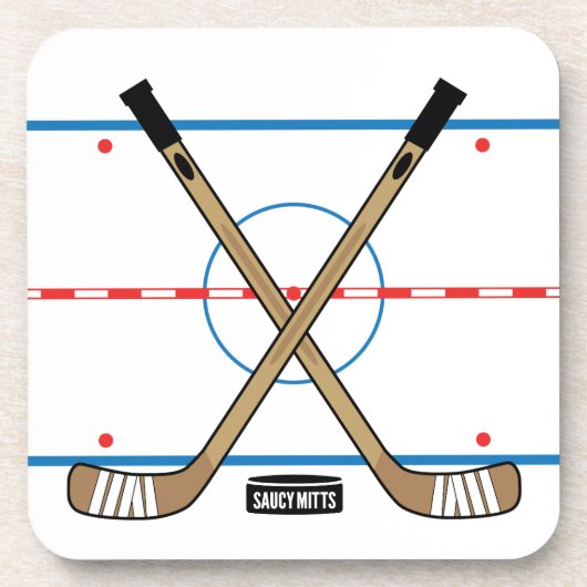 Hockey-Eisbahnen-Mitte-Eis-Hockey-Stöcke (Set von Getränkeuntersetzer (Vorderseite)