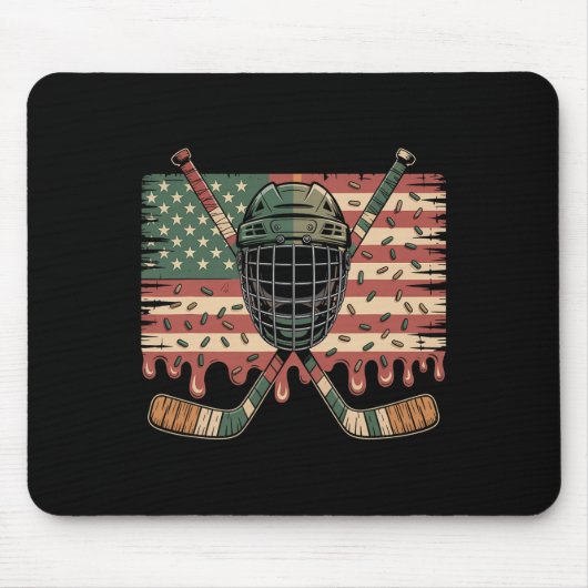 Hockey Eiscreme-Drip-Camo-USA-Flagge Mousepad (Vorne)
