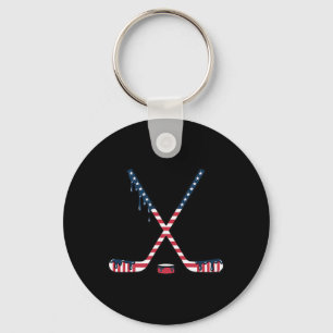 Hockey-Eiscreme-Tropf Amerikanische Flagge Hockey- Schlüsselanhänger