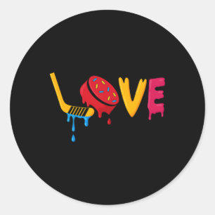 Hockey-Eiscreme-Tropf-Jungen Eishockey Liebe Jugen Runder Aufkleber